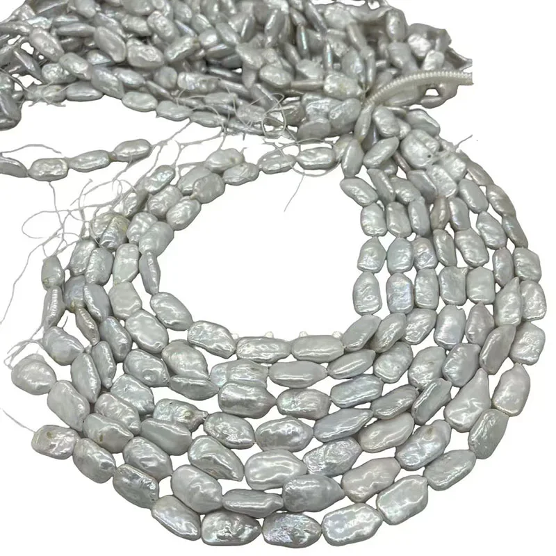 16 inches 14-20mm Natural White Baroque Oblong Pearls Loose Strand