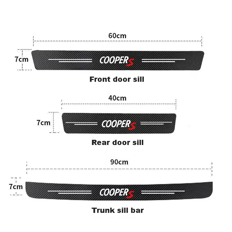 Carbon Fiber Decals For MINI COOPER F54 F55 F56 F57 F60 F61 R56 R60 Countryman Car Door Sill Stickers Auto Trunk Door Sill