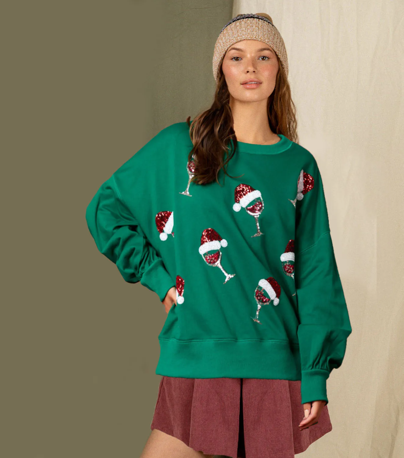 BKLD New Autumn And Winter Women Clothing Christmas Party Wear Fashion Sequined Decoration Round Neck Pullover Sweatshirts