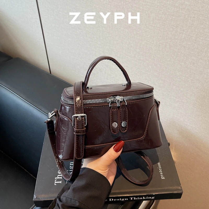 

Zeyph Solid Colour Double Zipper Women s Four Seasons Small Pu Material Handbag Small Square Bag Dinner Bag