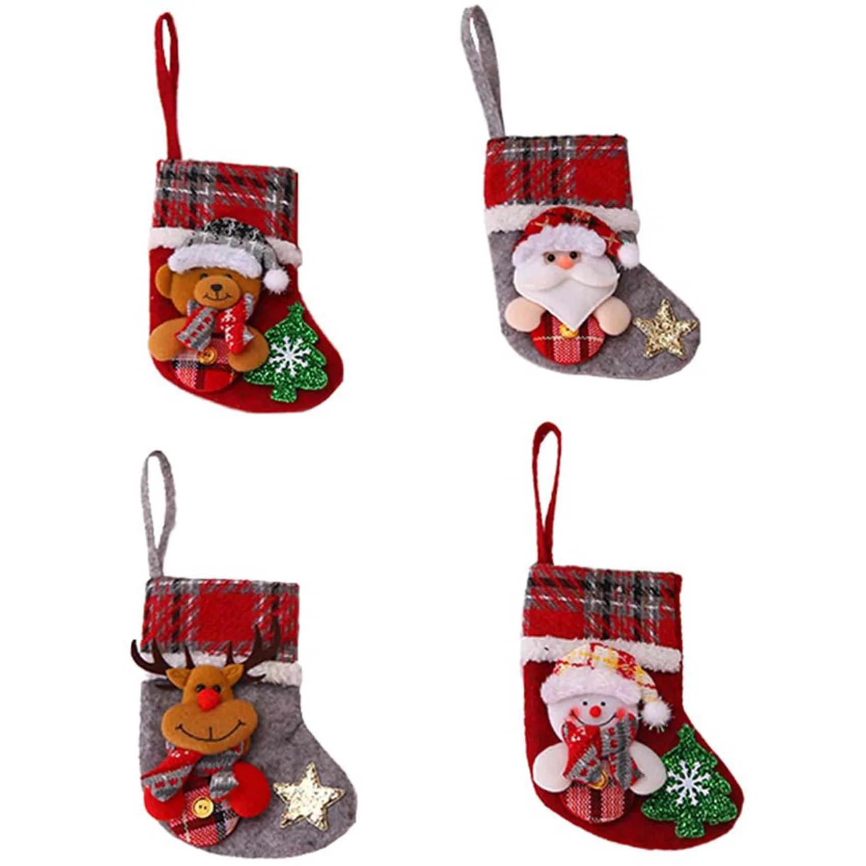 Santa Snowman Reindeer Hanging Stocking for Home Decor Set Creative Doll Christmas Socks Gift Bag Pendant Decorations