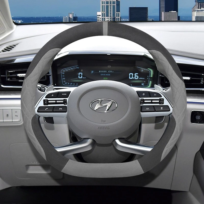 37-38cm suitable for Volkswagen, Hyundai, Tucson, Santa Fe, Palisade, Sonata, Elantra, Santa Fe MX5 luxury suede steering wheel