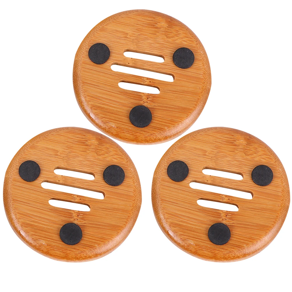 

3 Pcs Bamboo Soap Dish Eco Friendly Hollow Design Lightweight Practical Bathroom Soap Holder Container