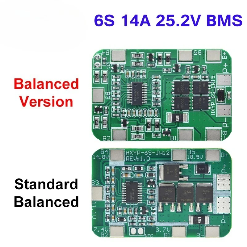 1/5 PCS 6S 22.2V 25.2V 14A 20A 18650 Li-ion Lithium Battery Charger Protection Board with Balanced PCB BMS 6 Pack Cells Module