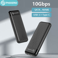 PHIXERO M.2 NVMe Enclosure USB3.1 Gen2 10Gbps SSD NVMe M2 Case M 2 to USB Adapter Tool Free External Box for 2230 2242 2260 2280