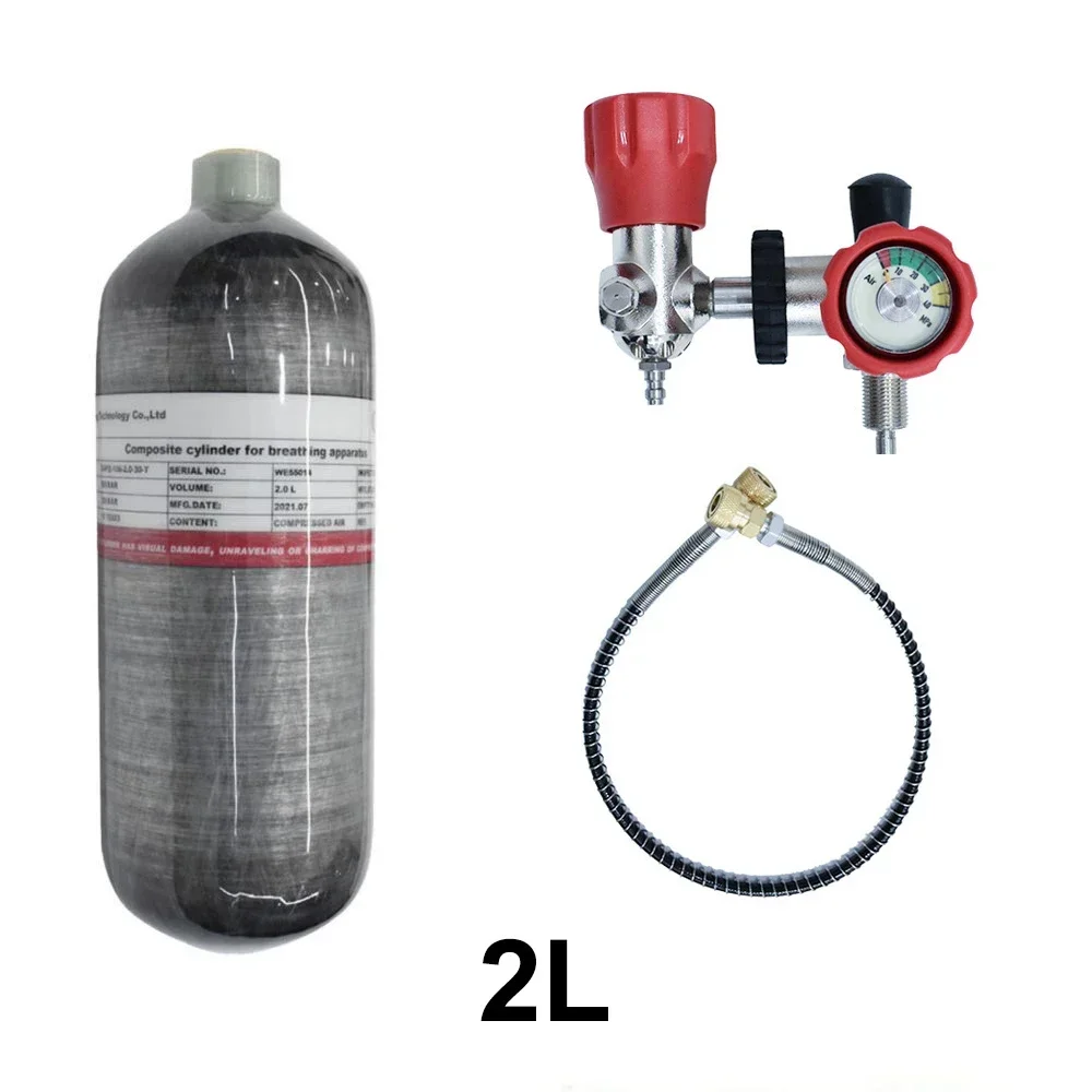 

TUXING 300bar 2L Carbon Fiber Cylinder with Regulating Valve HPA Tank High Pressure Cylinder for Mini Scuba Diving M18*1.5