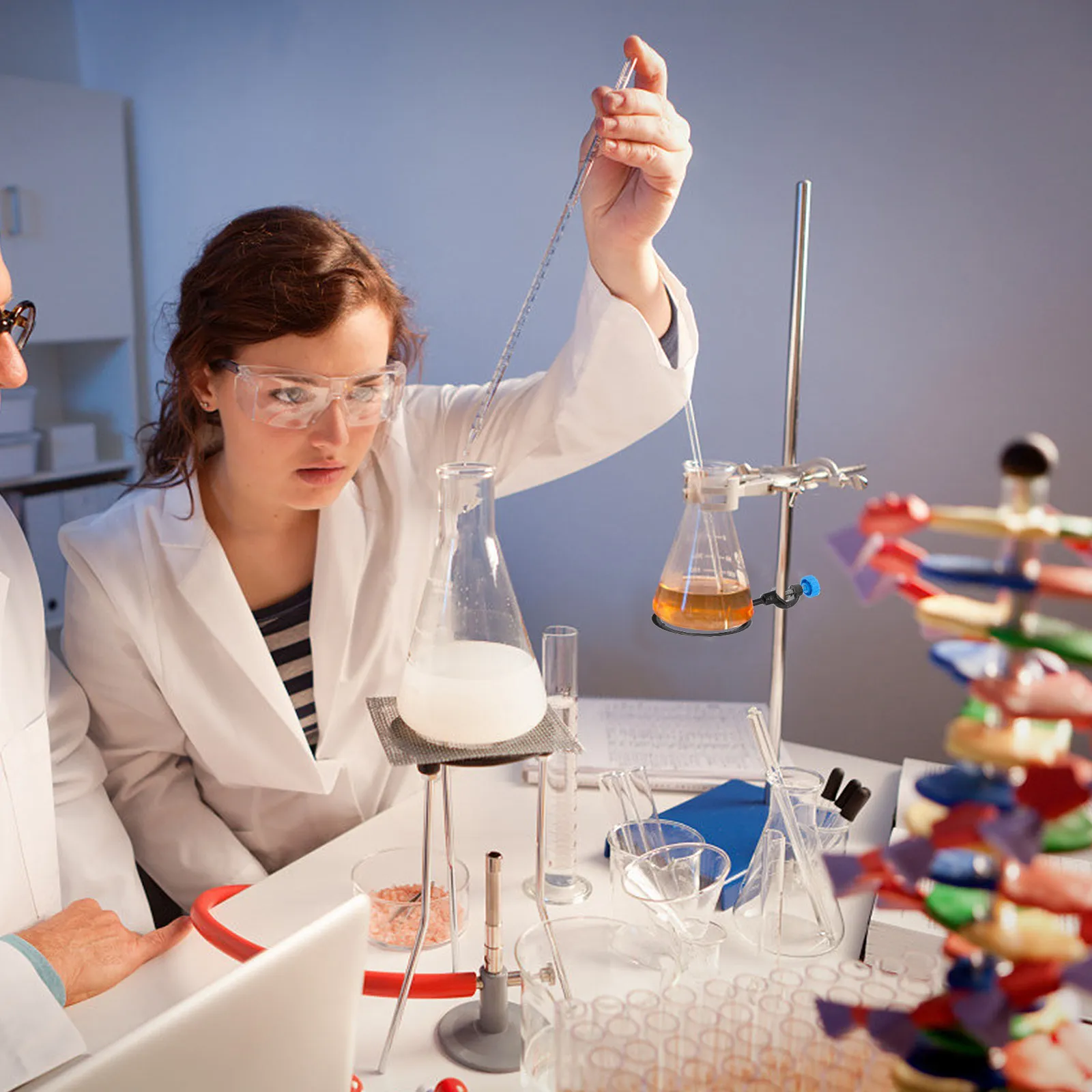 

Набор из 3 железных кольцевых держателей для лабораторной горелки Бунзена, регулируемые, усиленные, для подставки для колбы, для химических лабораторий