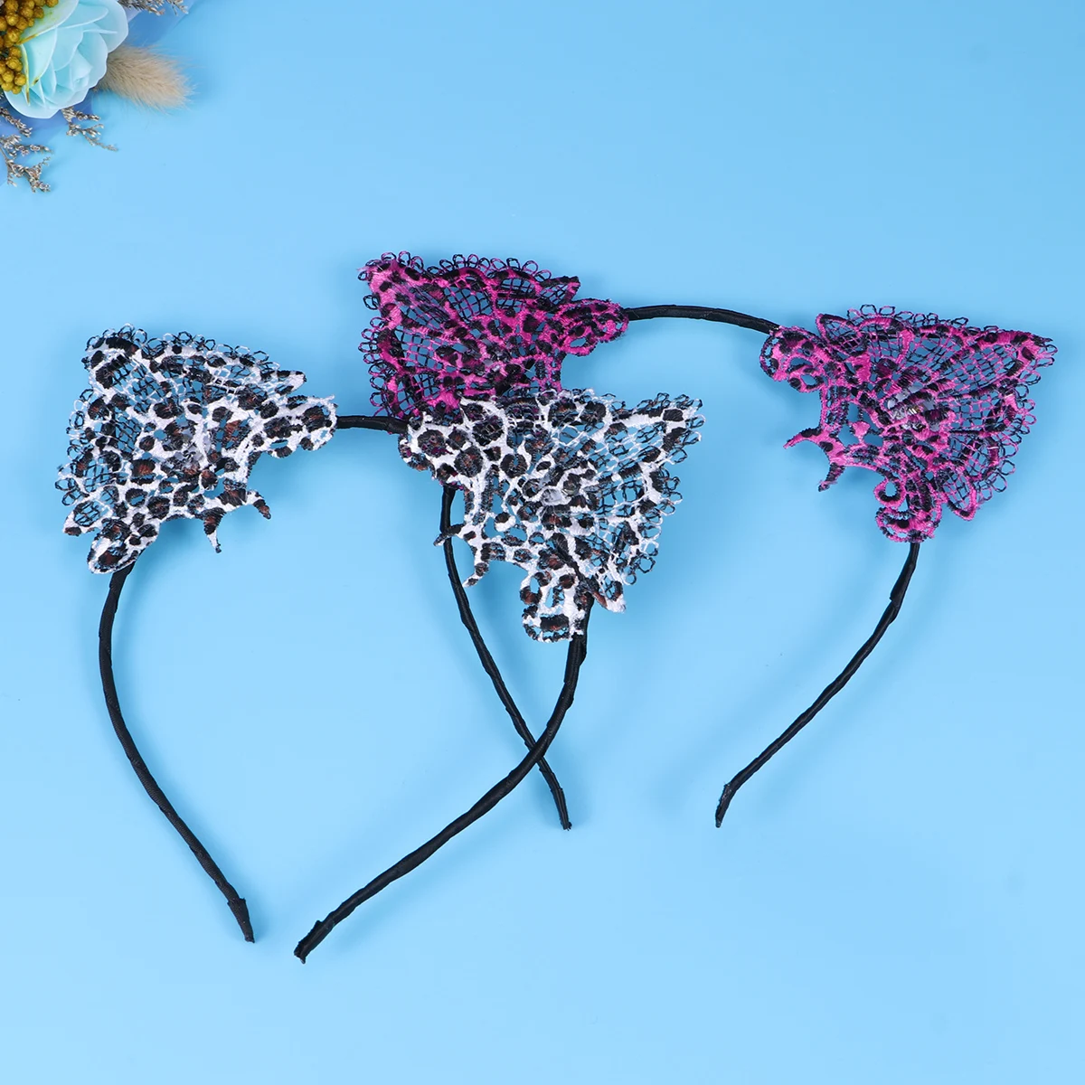

4pcs Glowing Cat Ear Head Hoop Hair Accessories For Girls Women Lace Party Costume Halloween Carnival Christmas