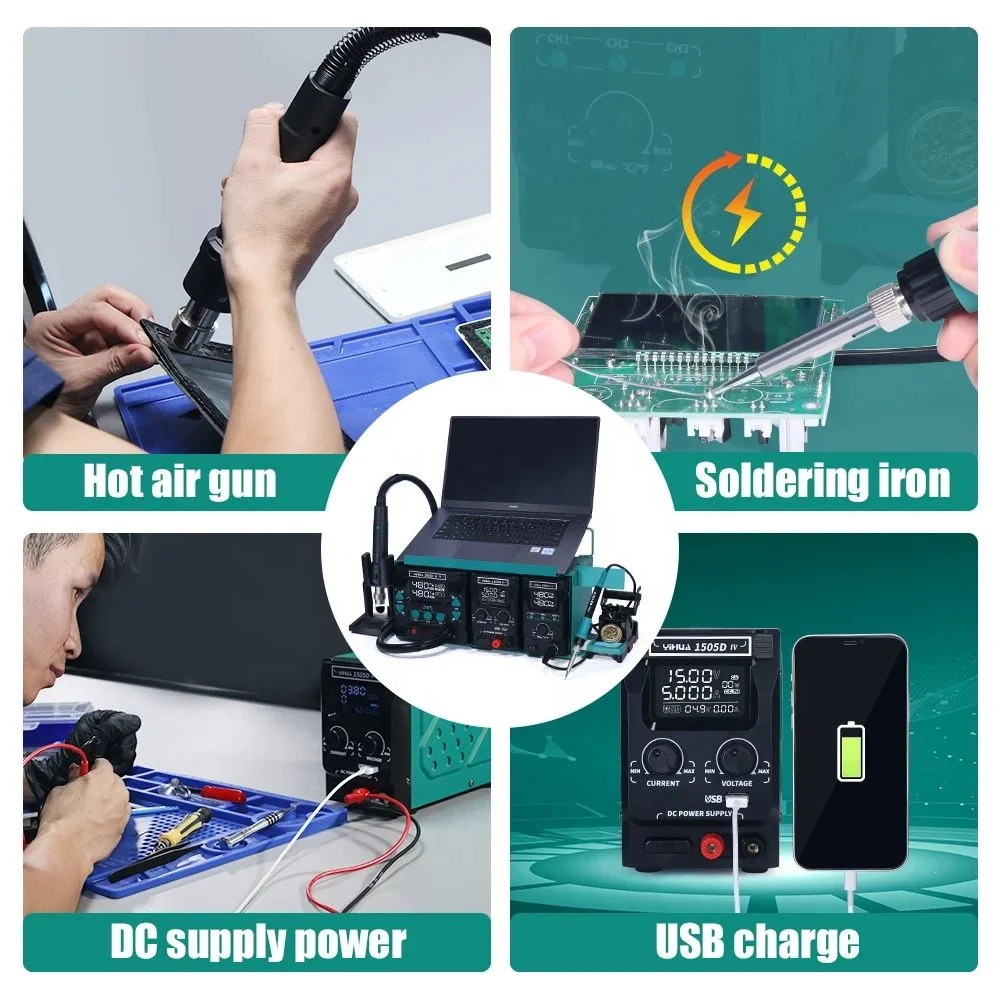 

Gold Seller YIHUA 813 3-in-1 Rework Soldering Power System for BGA SOIC Chip Desoldering with Adjustable Airflow & Temperature