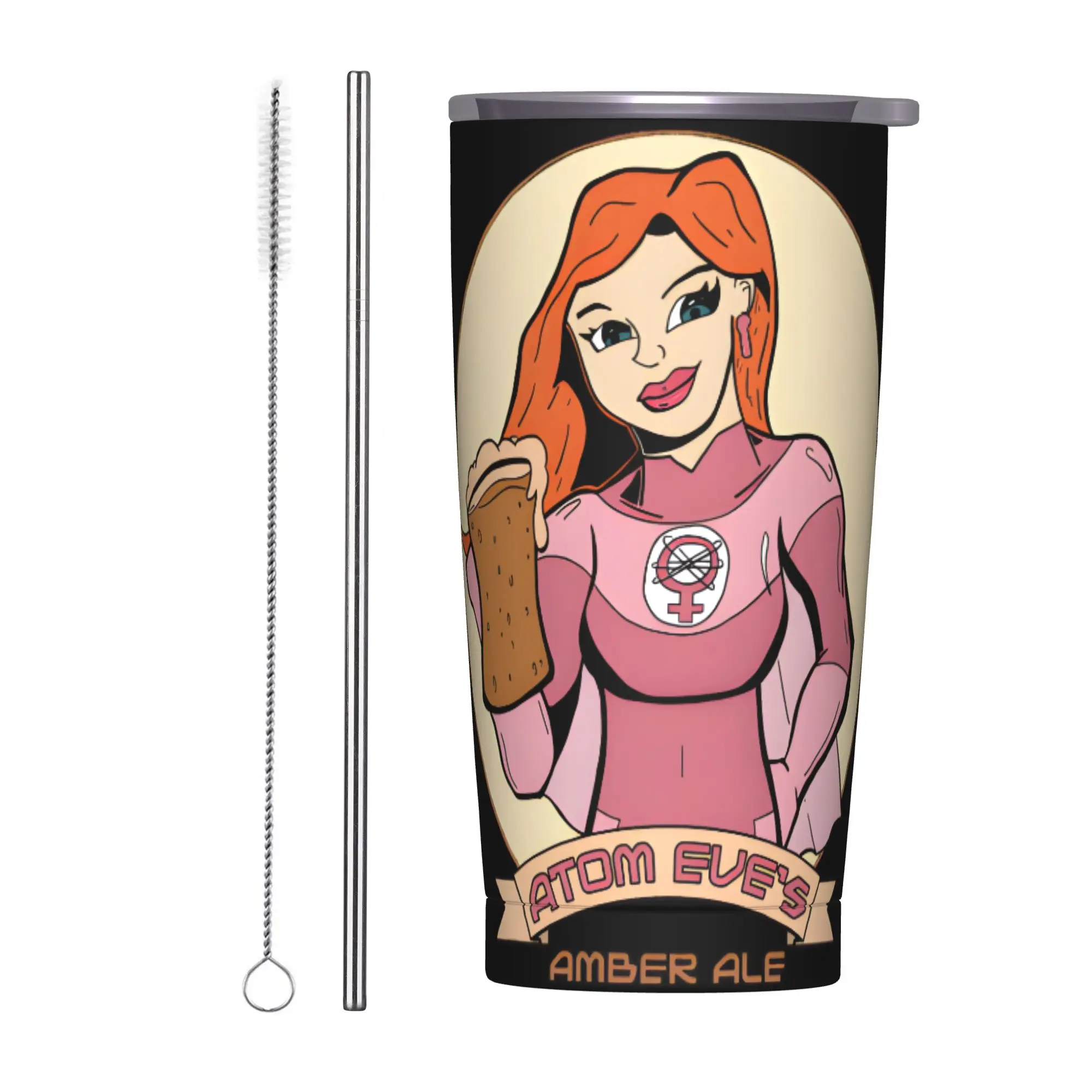 Stainless Steel Tumbler Anime Pretty Hero Atom Eve Car Mugs With Straws  Driving Cold and Hot Water Bottle Leakproof Coffee Mug