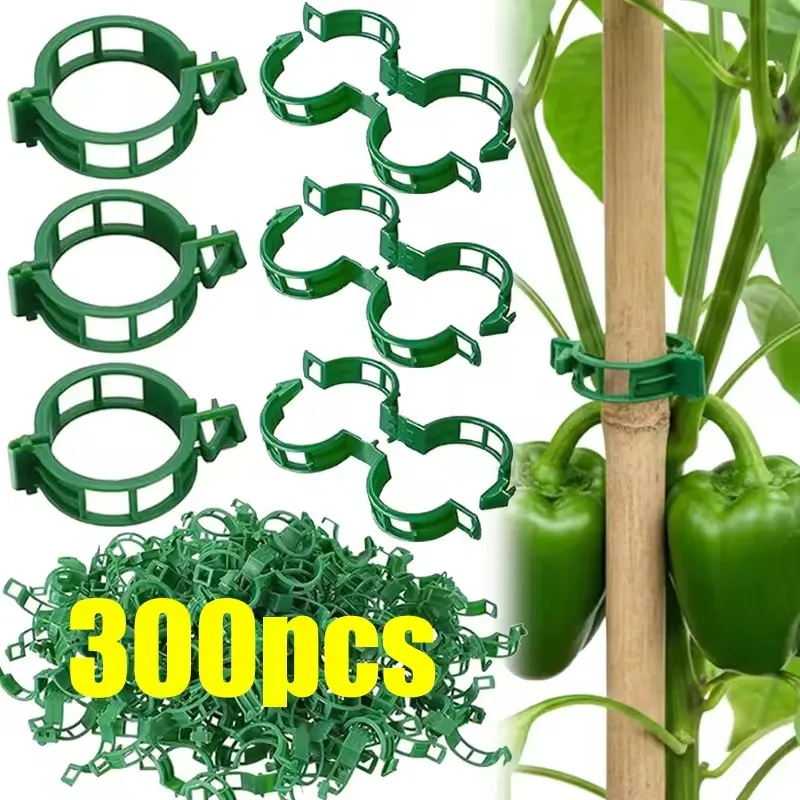 50-300Pcs Plant Support Clips Fixture Plastic Garden Plants Stalks Holder Strapping Clip For Climbing Plants Tomato Grape