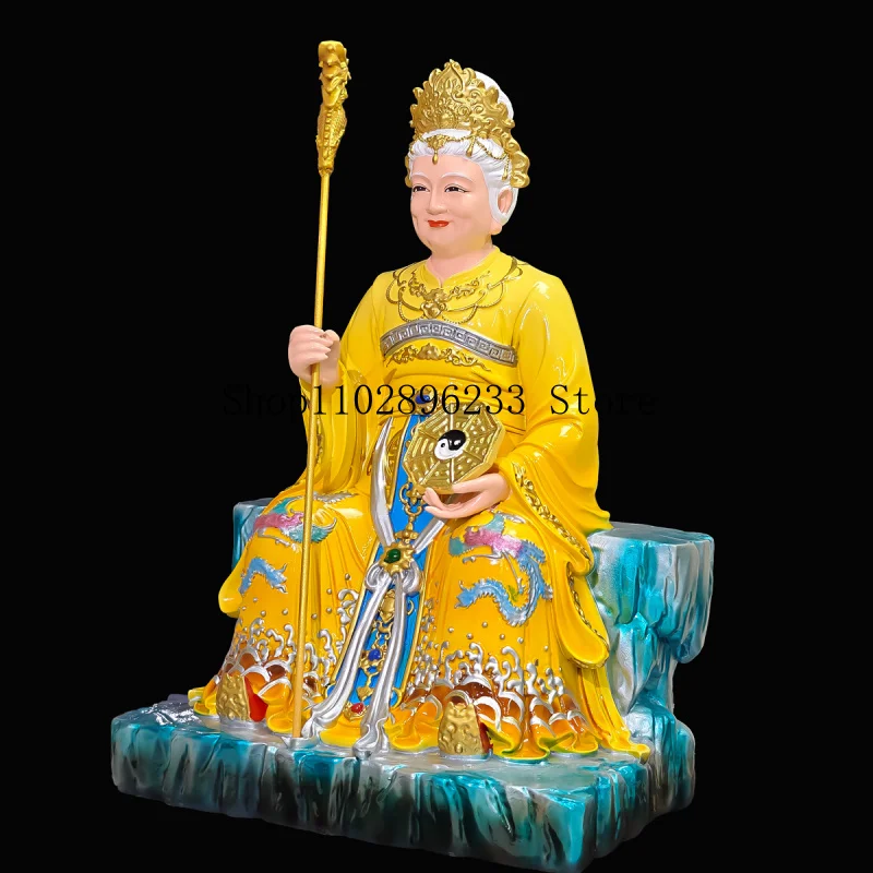 Taishan Grandmother Goddess Statue, Black Mother Goddess Statue, Household Four Great Family Statues, Resin Buddha Statue Orname