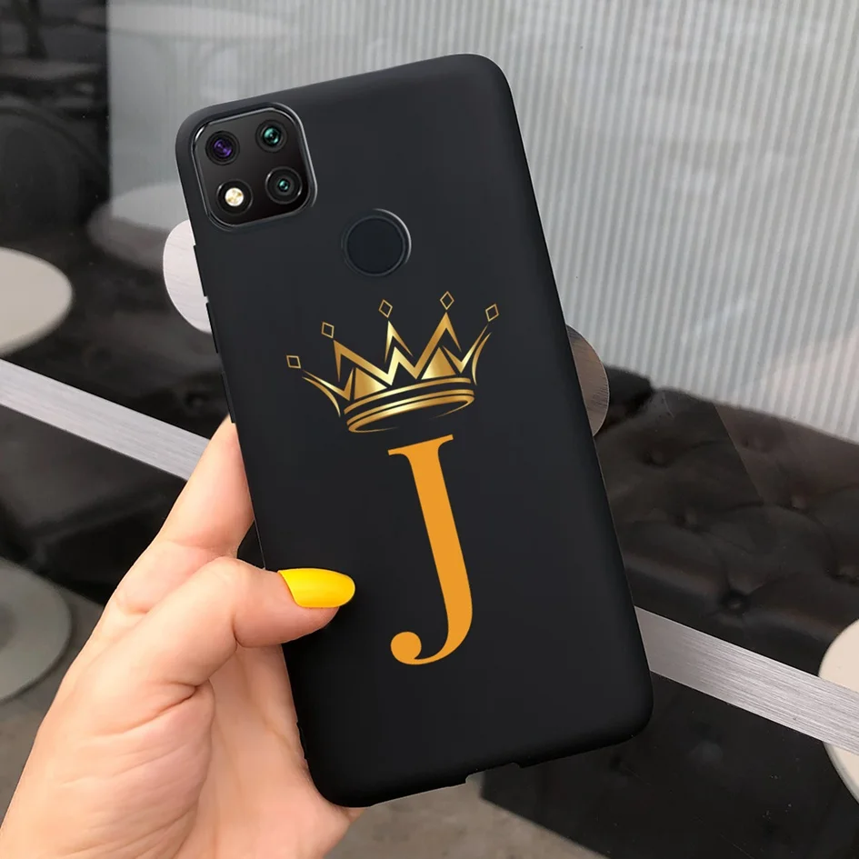 For Xiaomi Redmi 9C NFC Case Redmi 9 Activ Cover Lovely Crown Letters Shockproof Bumper For Xiaomi Redmi 9C Coque PocoC31 Fundas