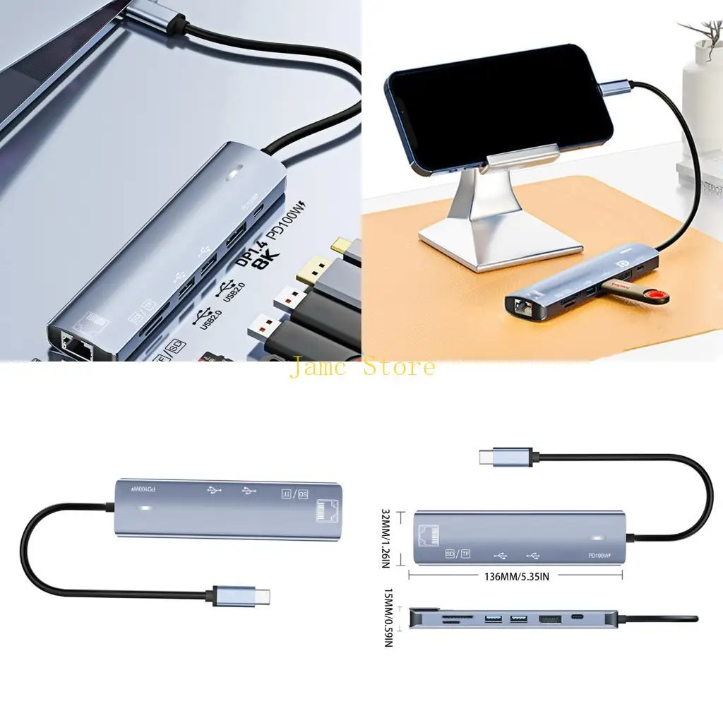 

LX0B 7 Function USB Type C Connection Dock For Laptops With 8K Display And Charging