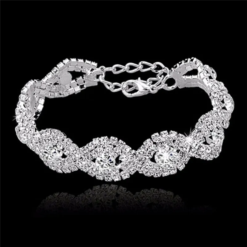 Fashion Elegant Jewelry Infinity Rhinestone Bangl Deluxe Crystal Bracelet for Women Birthday Gift Wedding Jewelry Accessories