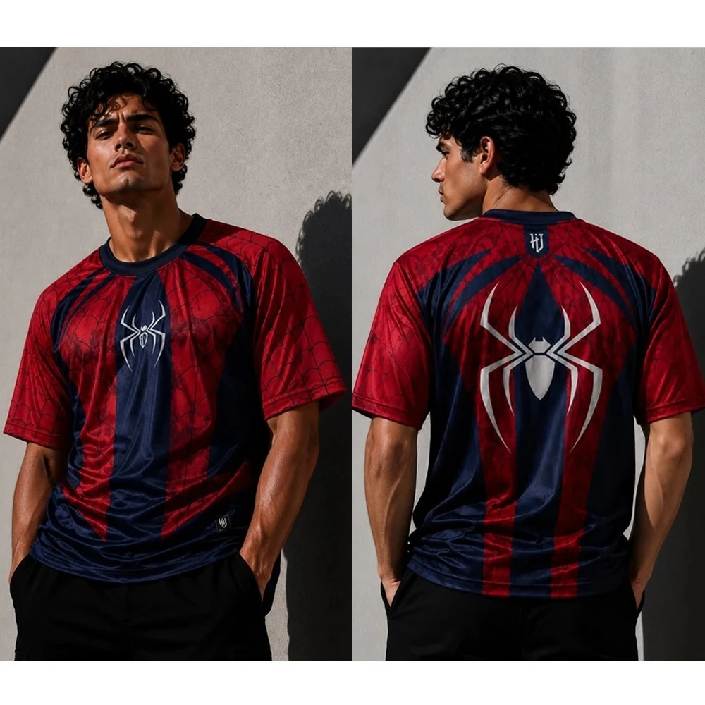 2026 Men's Short-Sleeved T-Shirt 3D Printed Spider Pattern Adult & Child Retro Sports Shirt for Street Style Y2K Top Cosplay
