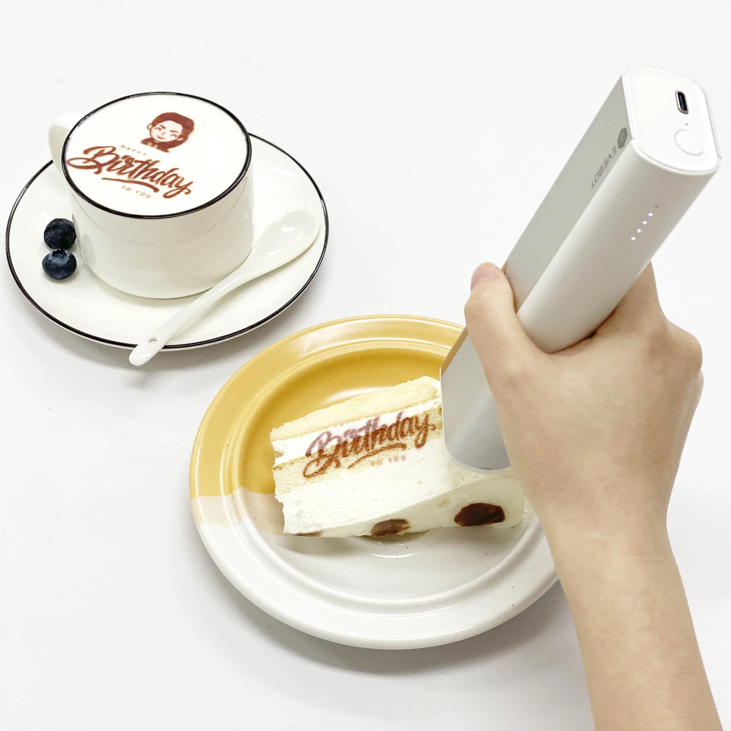 （2026）hot2025 Evebot Semi-Automatic Handheld Food Grade Printer Printpen Food Cake Beer Coffee Macaron Bread Cookie Printer