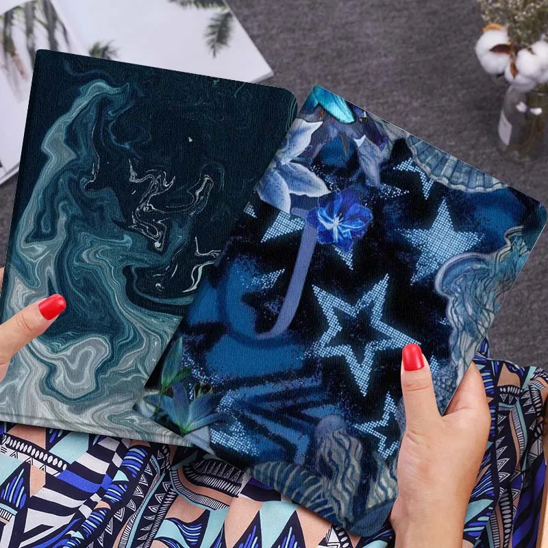 

Blue Starry Floral Pattern Tablet Case For Lenovo Xiaoxin Legion Pad Tab Pro GT Y700 Gen4 2 11 P11 M10 K10 3rd Plus Gen Gift