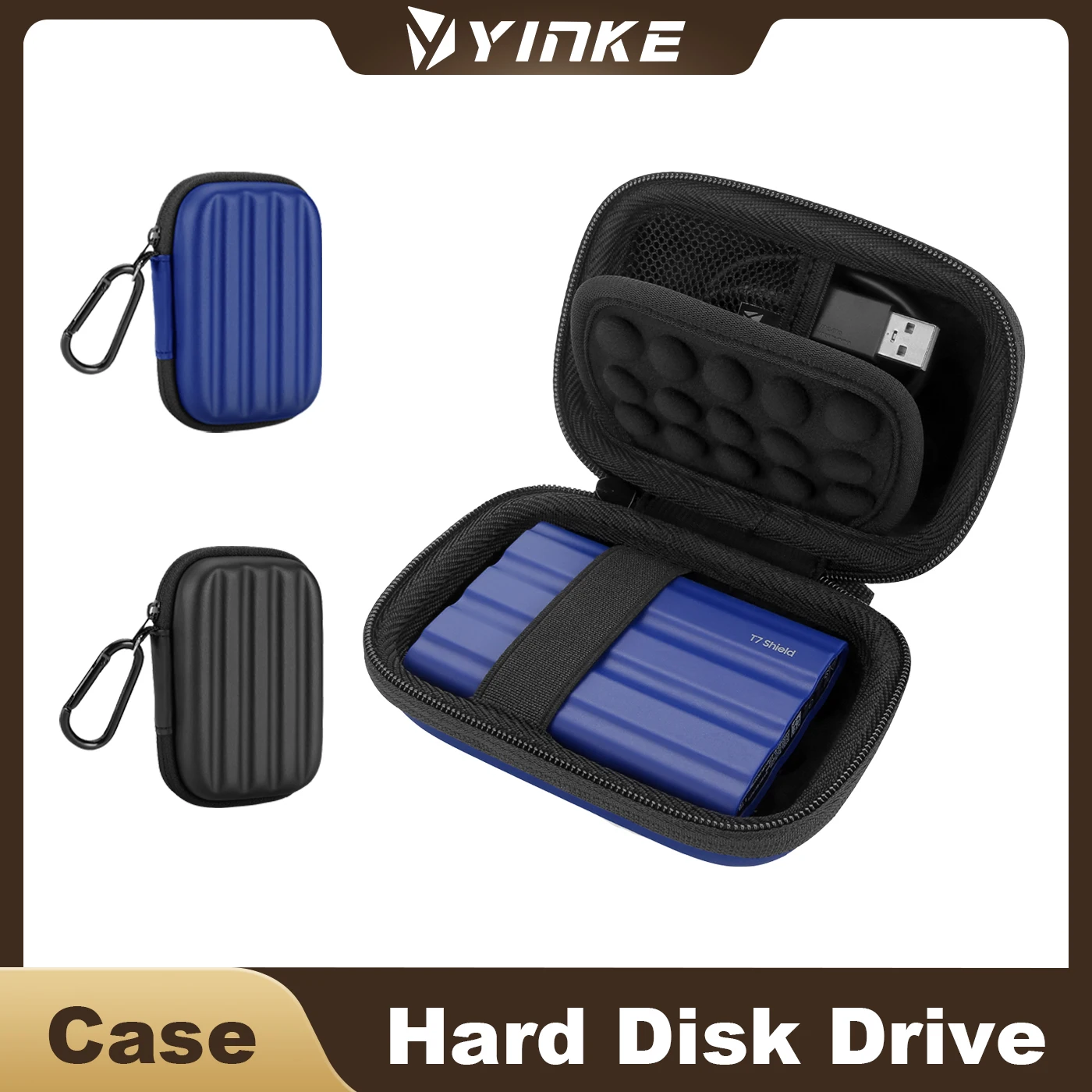 YINKE Portable Travel Storage Shockproof ＆ Waterproof Protective SSD Case,Compatible with Samsung T7 Shield Hard Disk Drive Bag