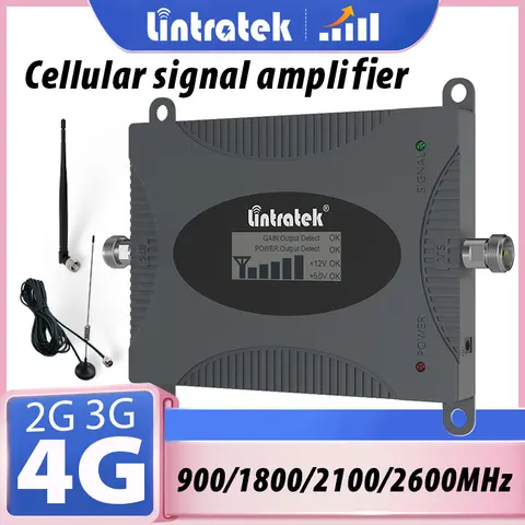 Lintratek Mobilförstärkare 2G 3G GSM B8 900 LTE4G B3 1800 B1 2100 B7 2600Mhz Data Mobiltelefonsignalförstärkare med 2 antenner 12 best sales Lintratek signalförstärkare - №5