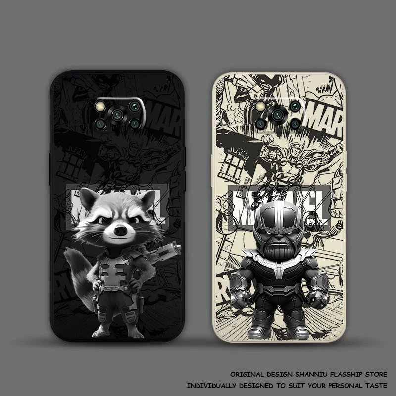 Marvel Rocket Raccoon Groot For Xiaomi POCO F5 F4 F3 Pro GT POCO X4 X3 Pro NFC M4 M3 Pro Phone Case Liquid Silicone Back