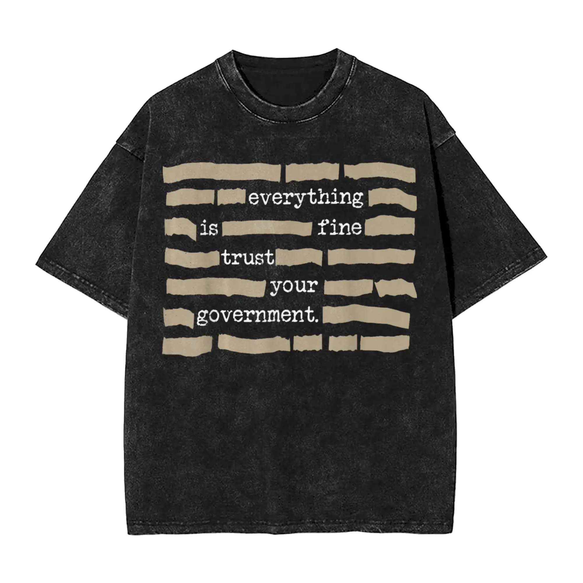 Men's Everything is Fine Trust Your Government T-Shirts Tops Summer Basic Short Sleeve T-Shirt Crewneck Harajuku Tee Shirt Cheap