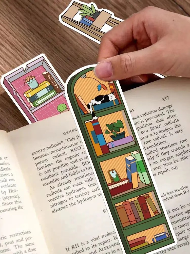 30/60pcs cat bookmark cartoon cabinet decoration reading book marking student creative gift DIY paper card page marker bookmarks