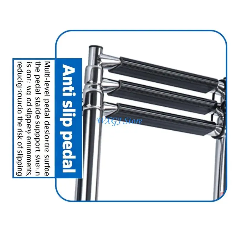 37JE Compacts 3 Section Telescopic Ladder For Marine Use Equipped With Anti Slip Design And Stainless Steel Build For Convenient