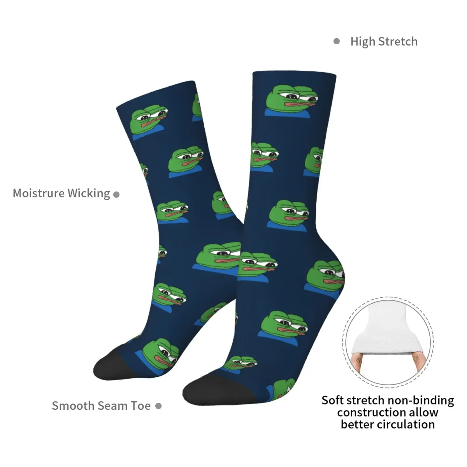 Fashion Men\'s Socks Casual Pepe The Frog Sock Polyester Apu Apustaja Sport Women Socks Spring Summer Autumn Winter