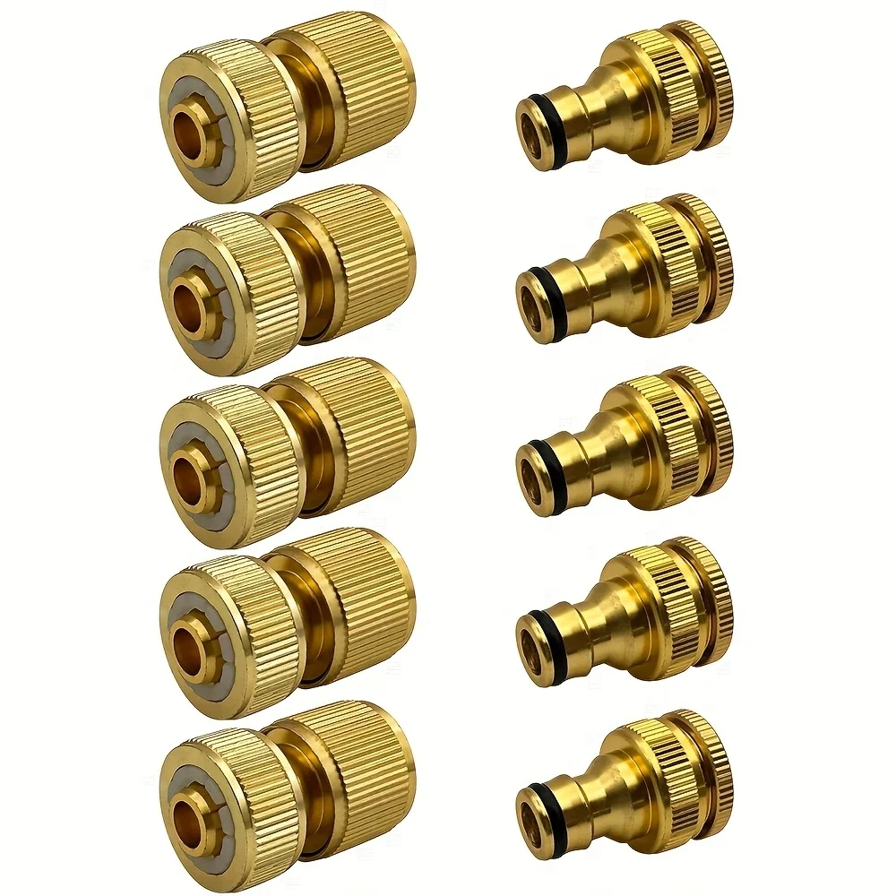 6/10pcs EU Standard Aluminum Hose Connector Set - 1/2'' & 3/4'' Tap Fitting + 1/2''(13-16mm) Quick Connect for Garden Pipes