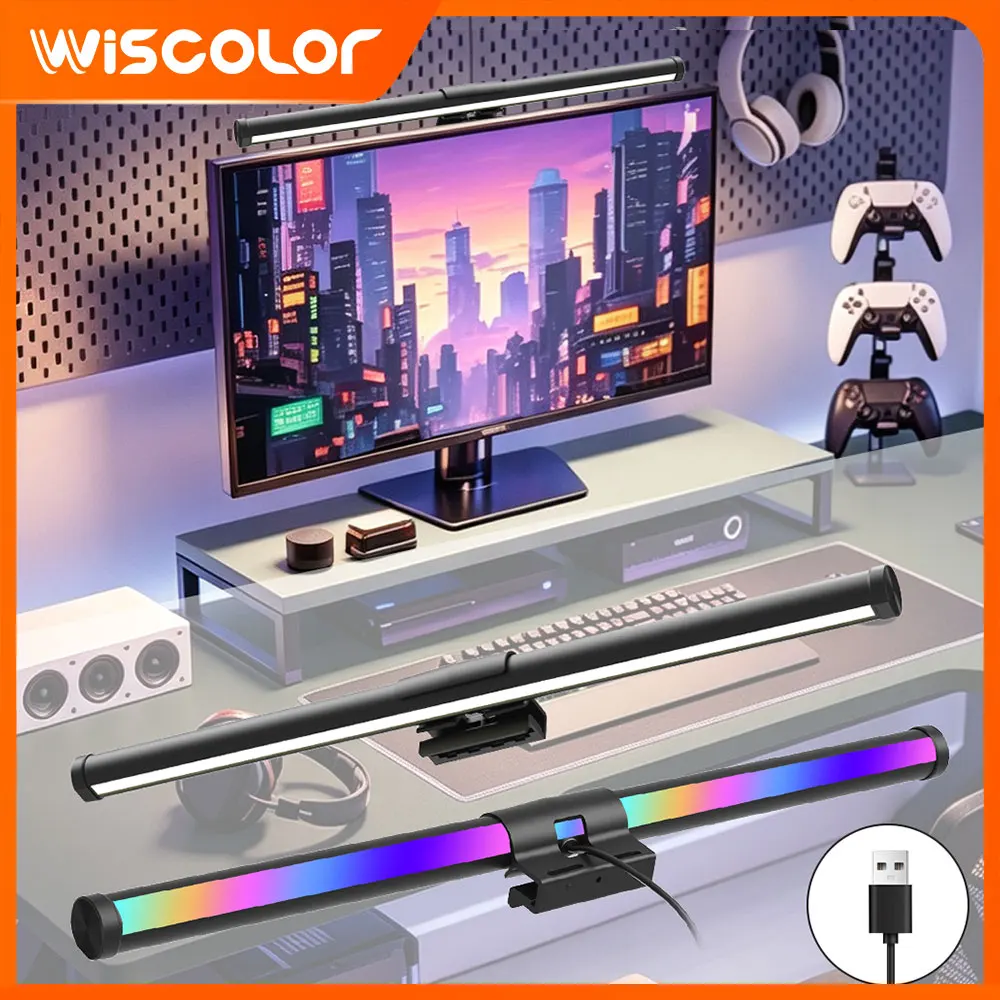 RGB Monitor Light Bar Setup Dimmable Led Lights Wifi Control Stepless Lightbar Gaming Lamp PC Desk Monitor Accessories Screenbar
