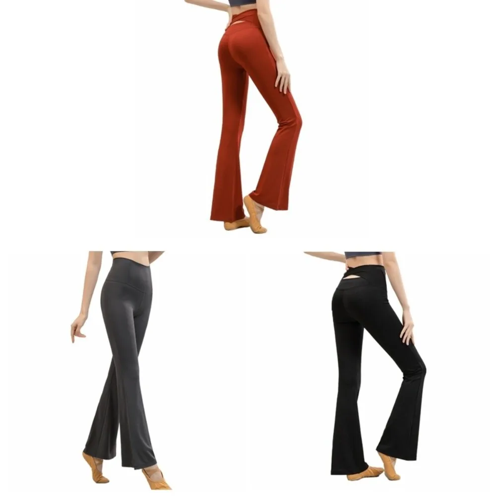Pilates con pantaloni da yoga in velluto Cinghie incrociate Pantaloni fitness a vita alta Pantaloni elastici micro svasati invernali