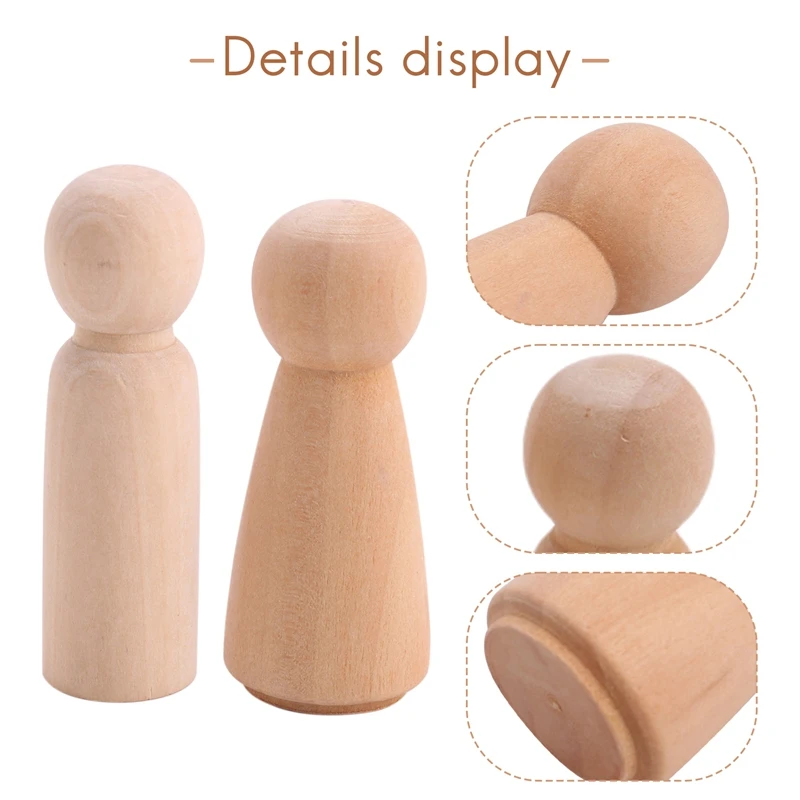 10 Pieces 65 Mm Unfinished Wooden Peg Dolls Wooden Tiny Doll Bodies People Decorations,Wood Color