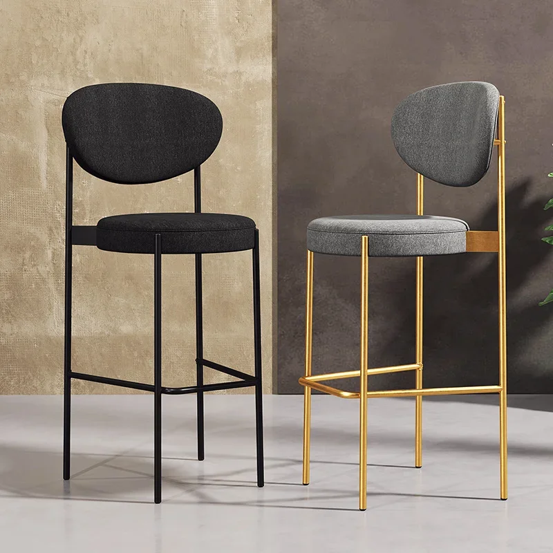 

Wrought Iron Nordic Bar Modern Minimalist High Dining Chair Fashion Creative Backrest Stylish Metal Stool Sleek Restaurant