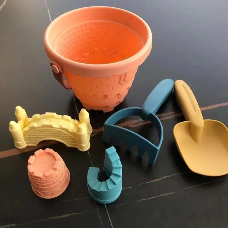 54DA 6 stks/set Kinderen Zand Speelgoed Zandkasteel Mallen Emmer Schop DIY Tool Zand Spelen Speelgoed