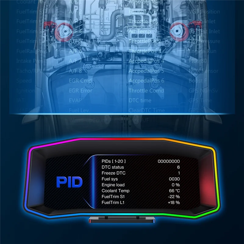 

A80X-P4 OBD+GPS Multi-Function 6.2 Inch LCD Turbine Smart Speed Accelerometer Slope Hud Meter For Vehicles