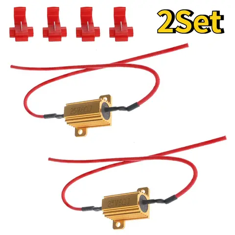 2 Sets 25W 50W Aluminum Shell Wirewound Load Resistors 6 Ohm / 8 Ohm Resistance 12V for Car LED Turn Signal Lights