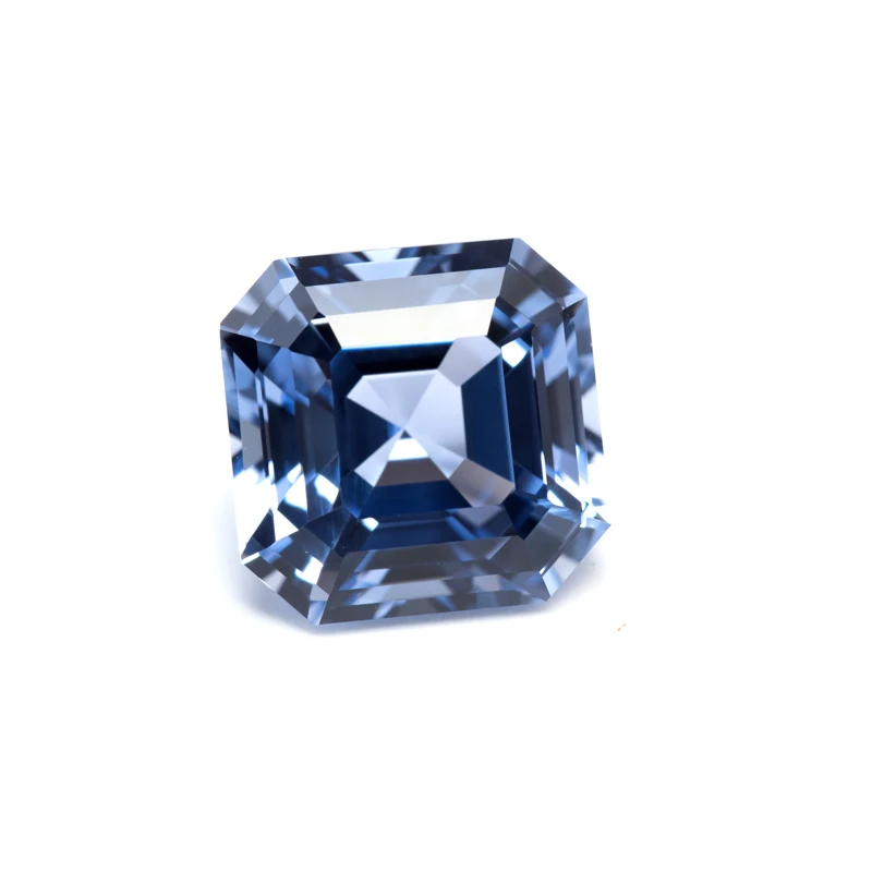 Quadratische Asscher-Saphire in Kornblumenblau, künstliche Edelsteine, verschiedene Formen wählbar, mit Zertifikat – Detail 3