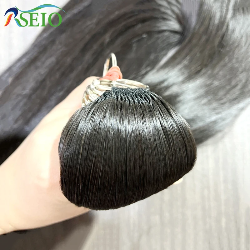 RSEIO High quality Feather New hair extensions Straight Natural Real Human Microring Hair Extensions Brown Blonde End Thickening