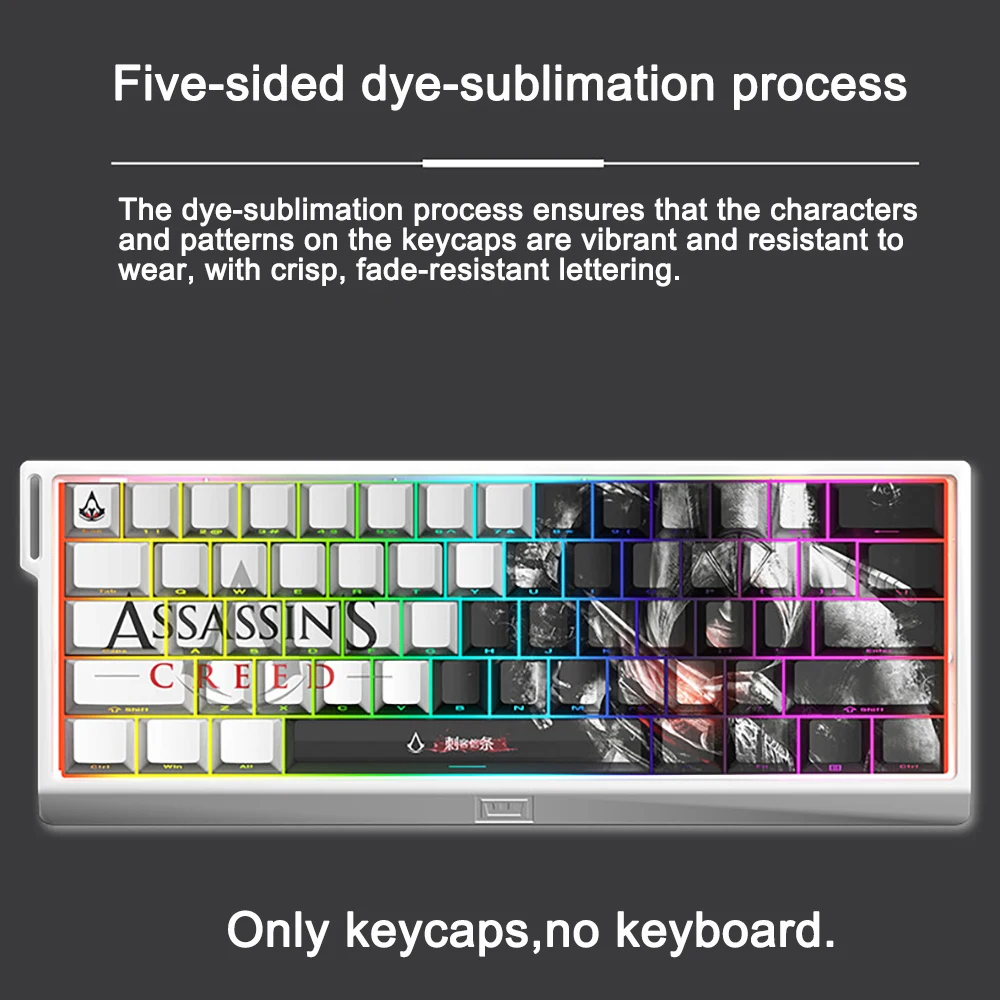 Assassin's Creed Keycaps 131 Keys Anime Peripherals Character Keycaps PBT Hot Sublimation For Mechanical Keyboard Gamer Key Caps