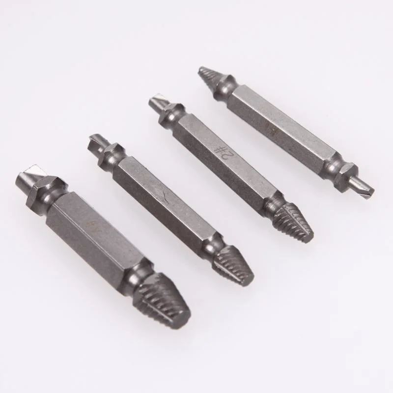 4Pcs/set Double Side Damaged Screw Extractor Step Drill Bit Guide Set Broken Damaged Remover Tool Screw Extractor Metal Drills