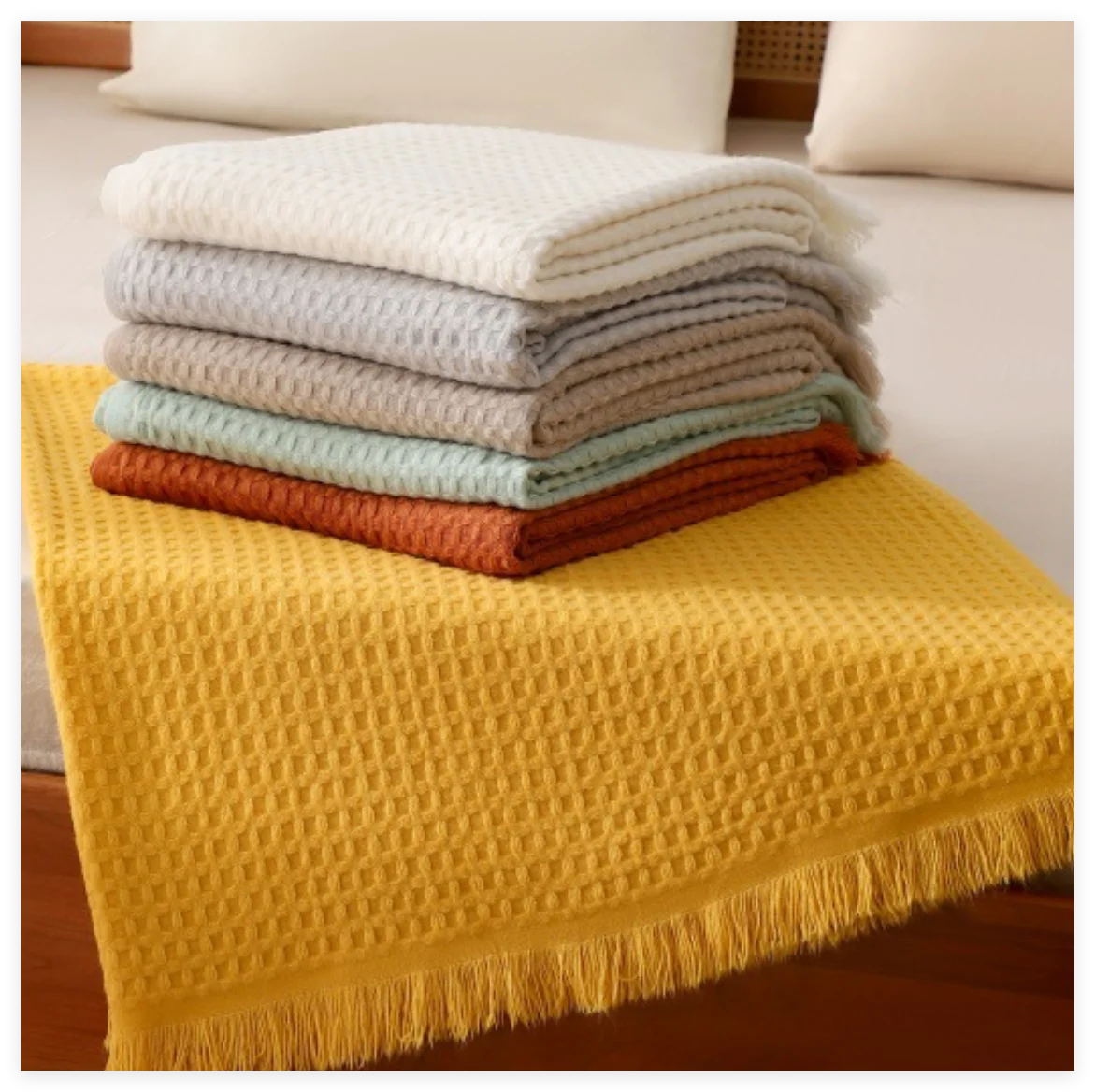 

Summer Blanket For Bed Tassel Waffle Cotton Soft Sofa Throw Blanket For Couch Crib Bed Quilt Kids Boys Girls Blankets Sofa Cover