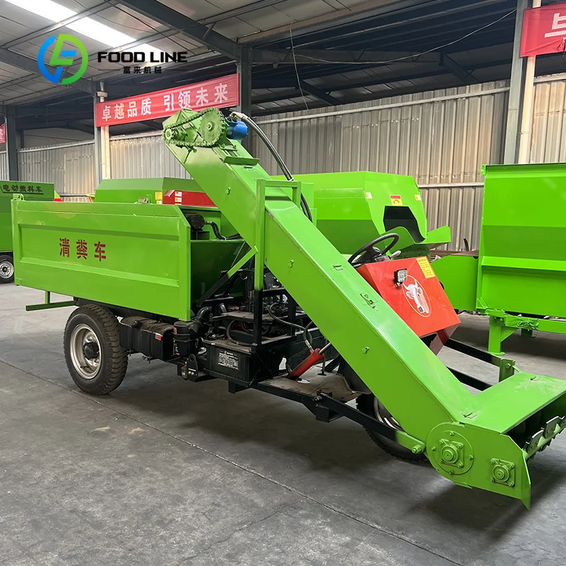 Customized 3 Wheel Fully Automatic Loading Unloading Manure Cleaning Vehicle For Cattle Livestock Farm