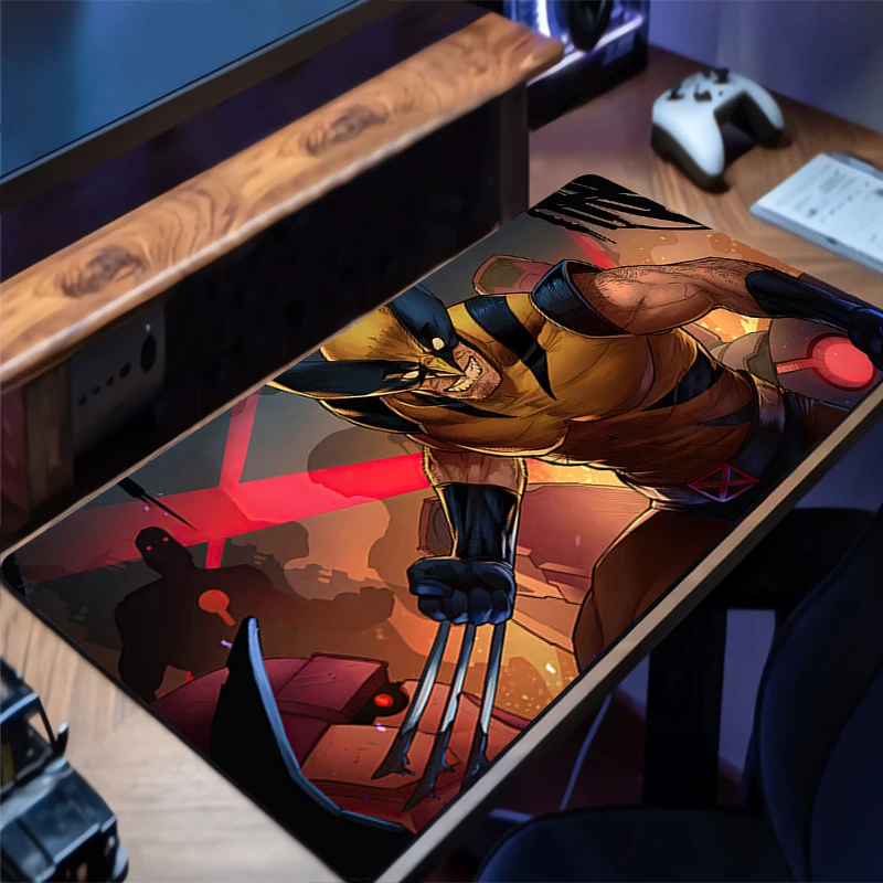 แผ่นรองเมาส์ M-marvel W-wolverine แผ่นรองโต๊ะอนิเมะ แผ่นรองเล่นเกม แผ่นรองเมาส์สำหรับเล่นเกม แผ่นรองคีย์บอร์ดสำหรับคอมพิวเตอร์และสำนักงาน