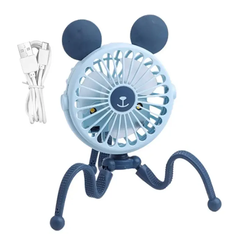 Portable Stroller Fan Octopus Electric Cart Handle Bar Fan Rechargeable Camping Silent Ultra-Portable Fan For Travel Car Seat