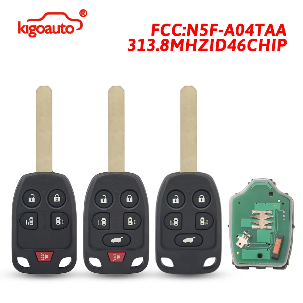 

Автомобильный ключ-пульт kigoauto для Honda Odyssey 2011-2013, 5/6 кнопок, FCC N5F-A04TAA, 313.8 МГц, чип ID46, 35118-TK8-A10/A20