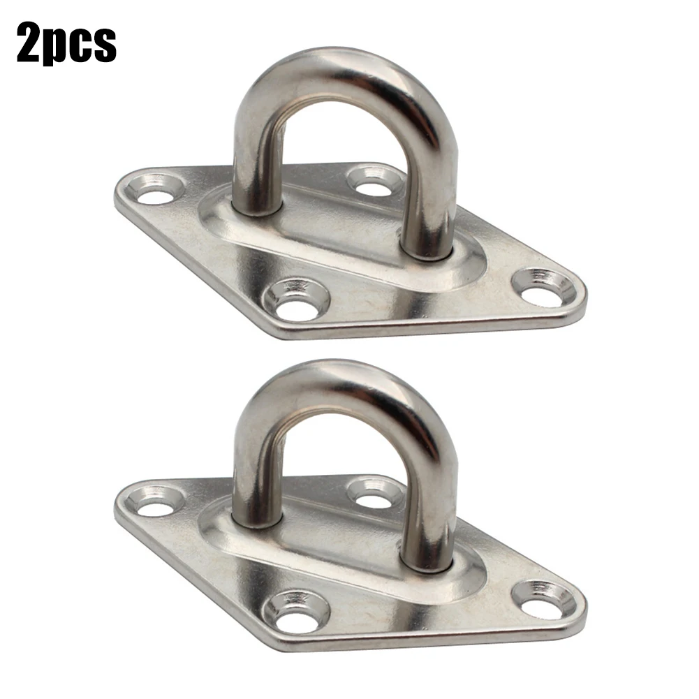 Marine Boat Stainless Steel Diamond Eyeplate Attachment Deck Eye Plate Rust Resistant, Easy Installation, Pack of 2