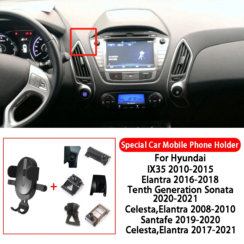 Car Cell Phone Holder For Hyundai IX35 Elantra Tenth Generation Sonata Gelesta Santafe Air Vent Mount Mobile Phone Bracket