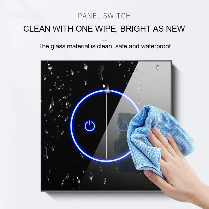 Tuya Wifi EU Smart Switches 1/2/3Gang Touch Light Switch Wall Glasses Panel Switch Smart Life APP Control for Alexa Google Home