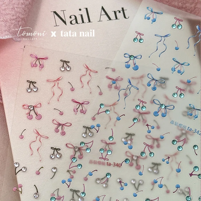 럭셔리 크리스탈 다이아몬드 네일 아트 스티커, 하이 퀄리티 쉘 벚꽃 장식 스티커, 5D 라이트, 1 개